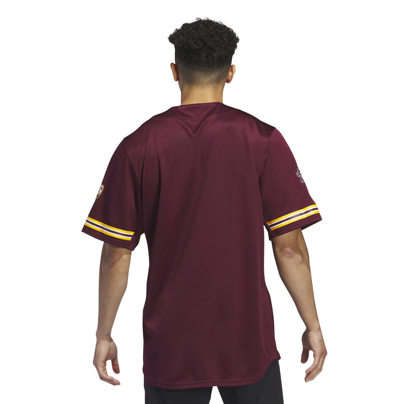 Backside of ASU maroon baseball jersey