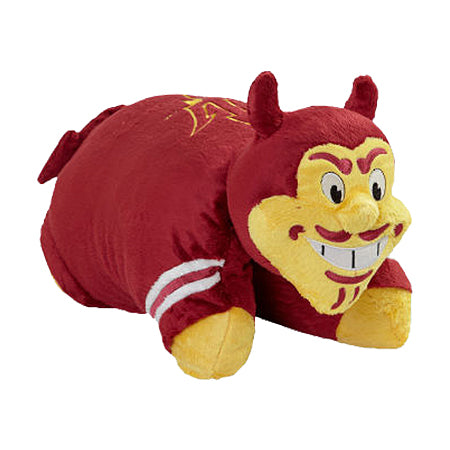 ASU Sparky pillow pet with embroidered pitchfork on the back