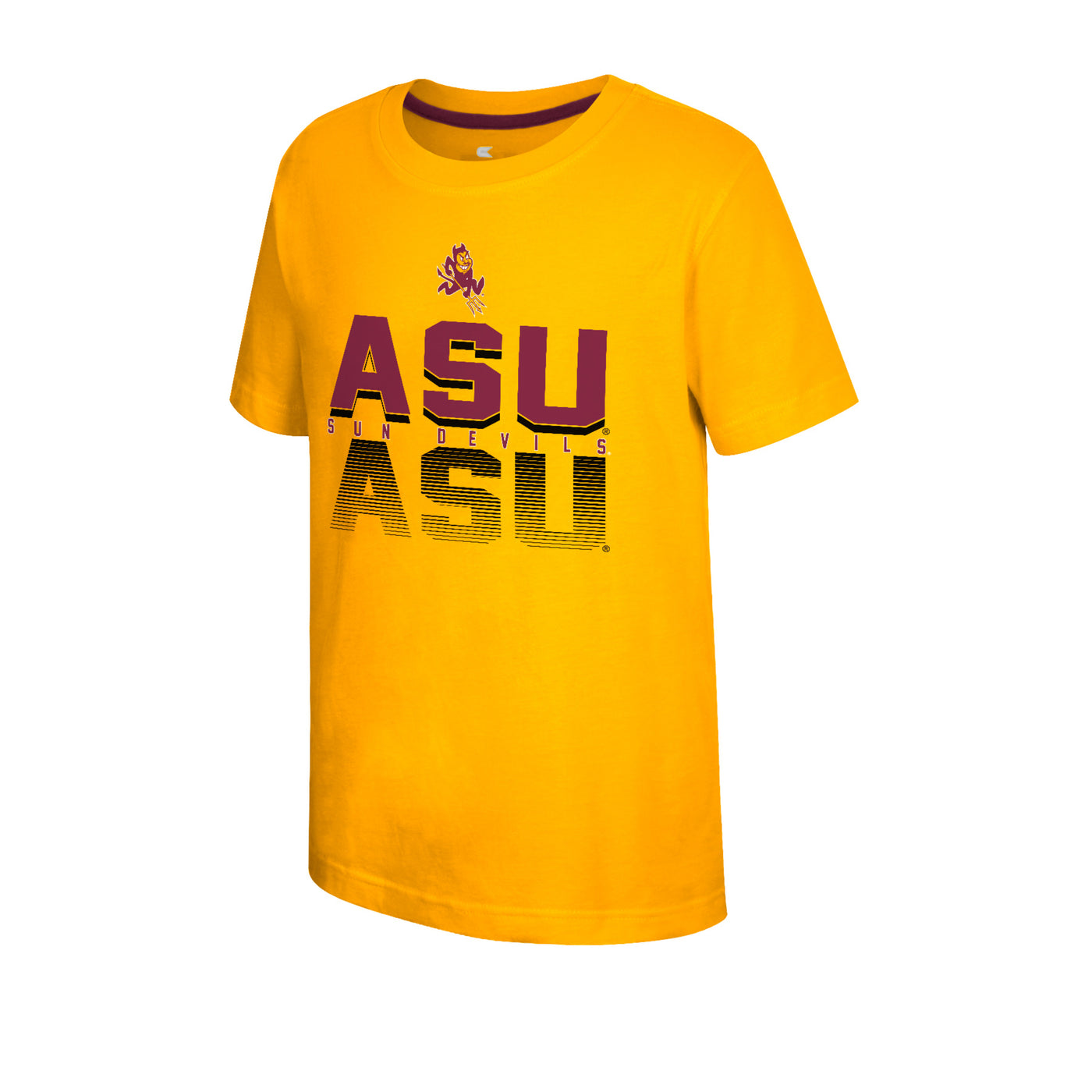 ASU gold youth t-shirts with the text 