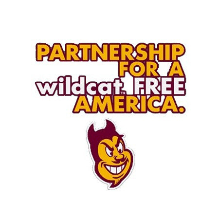 ASU decal with Partnership for a wildcat free America above sparky's head.