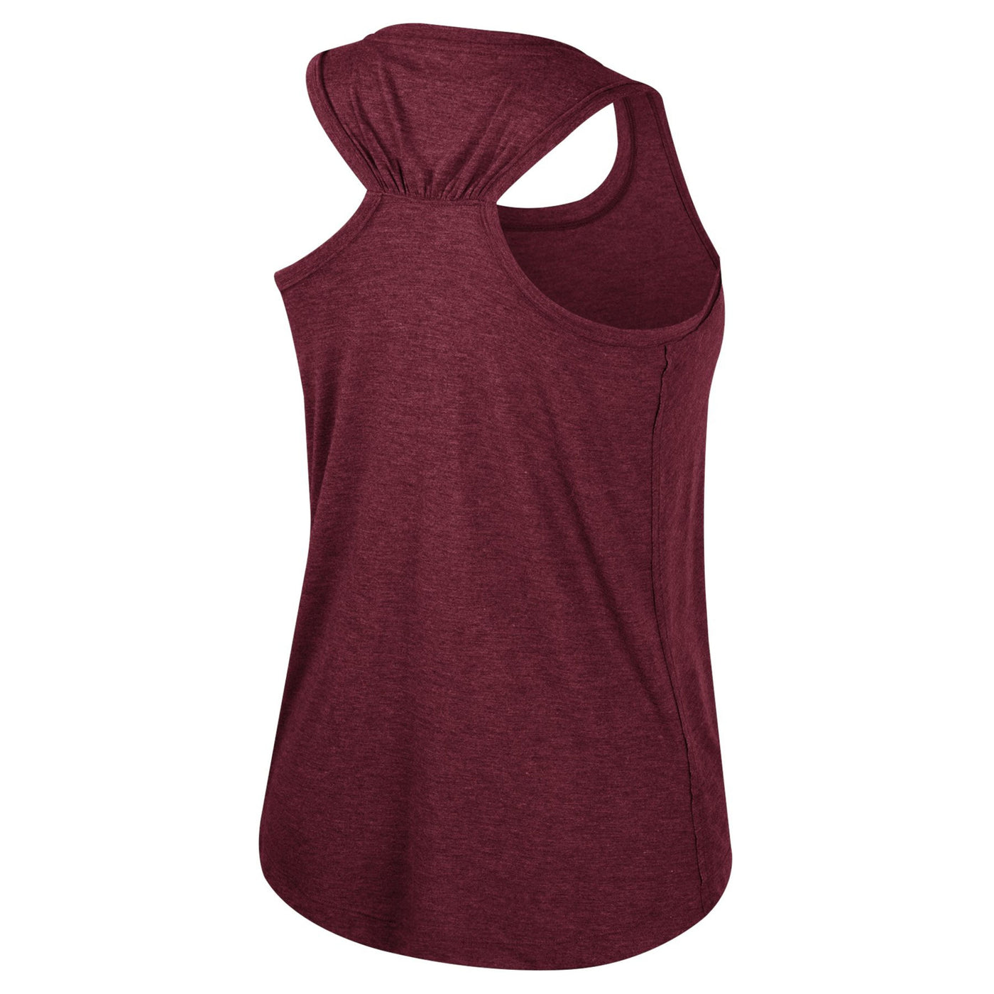 backside of ASU maroon tank with pleaded detail on the upper portion of the top