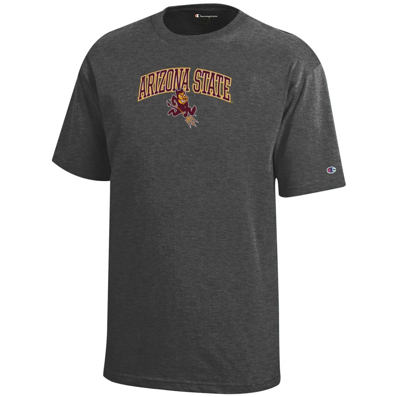 ASU youth gray tee with 'Arizona State' lettering over Sparky
