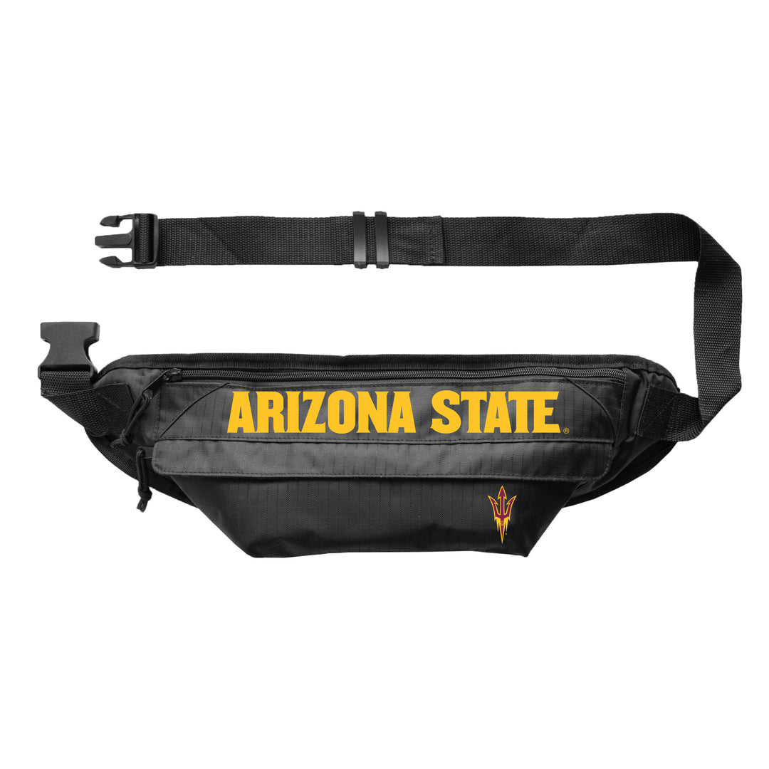 Black fanny pack with 'Arizona State' text and logo on a white background
