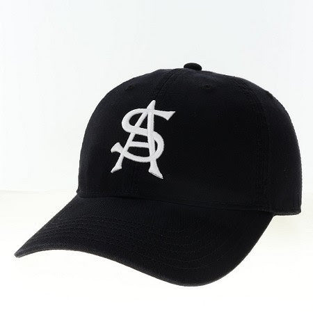 black hat with retro A&S logo in white