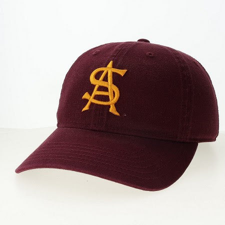 maroon hat with retro A&amp;S logo in gold