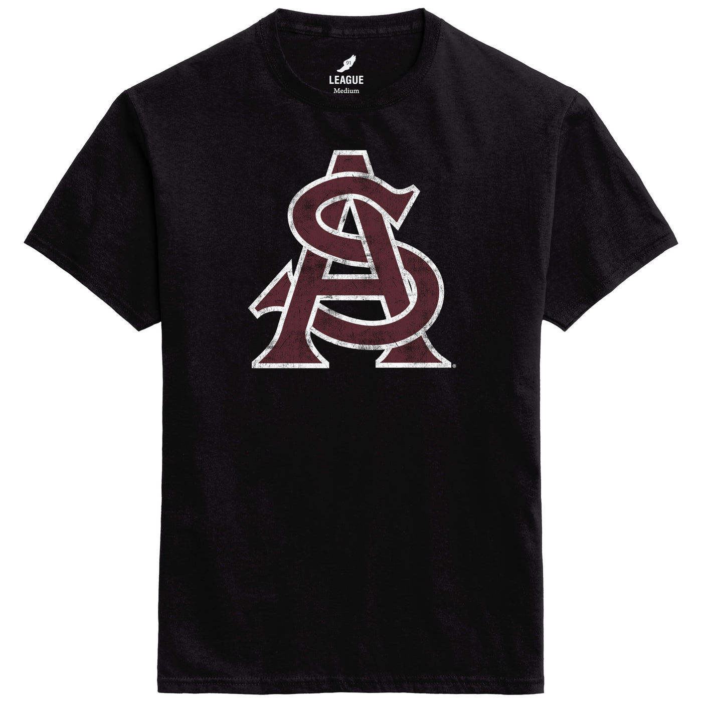 ASU Distressed A&S Tee BLK