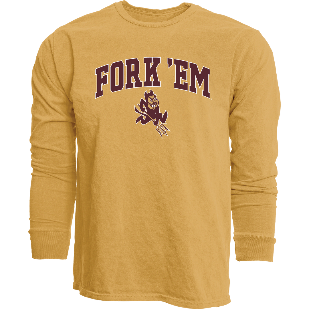 ASU Fork Em TCH Heavyweight L/S Tee GLD