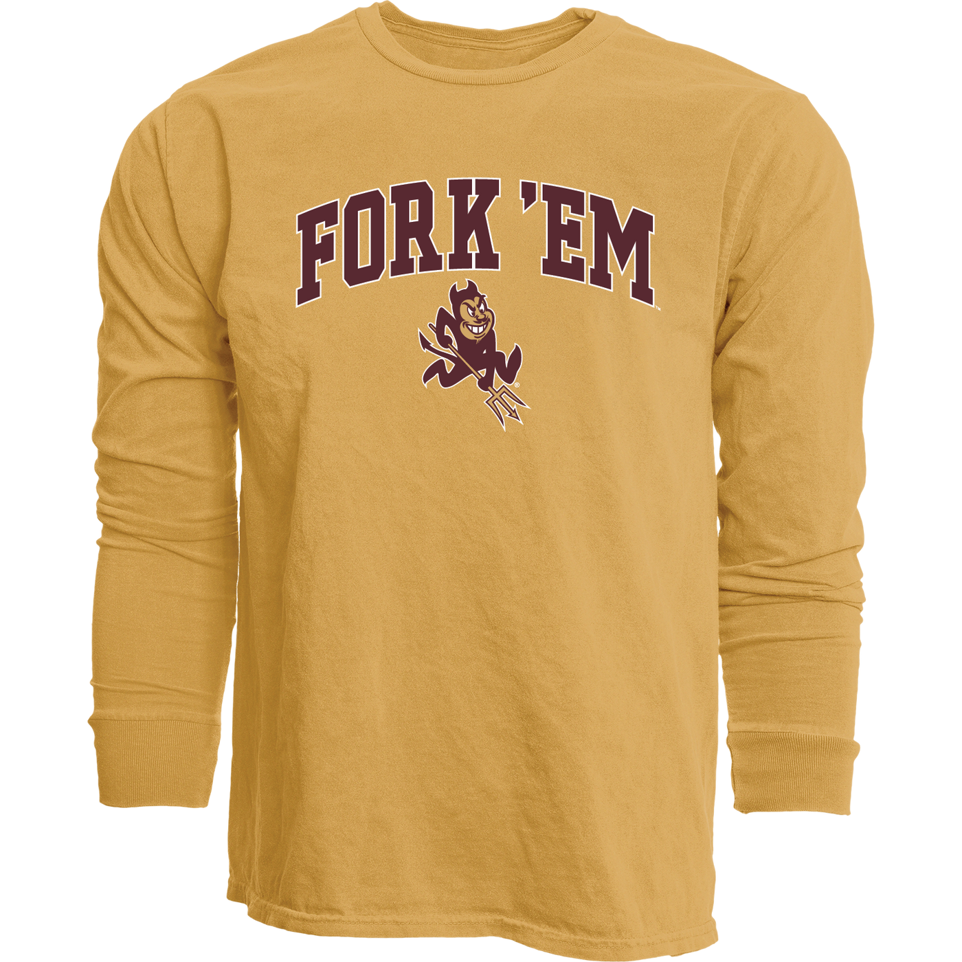 ASU Fork Em TCH Heavyweight L/S Tee GLD