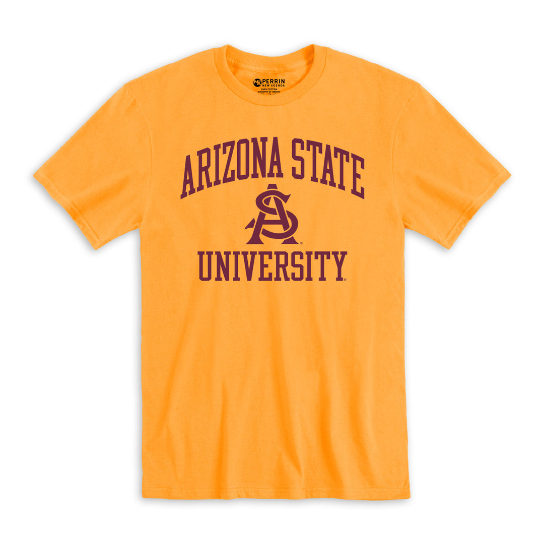 Gold tee with Arizona State University A&amp;S across the chest