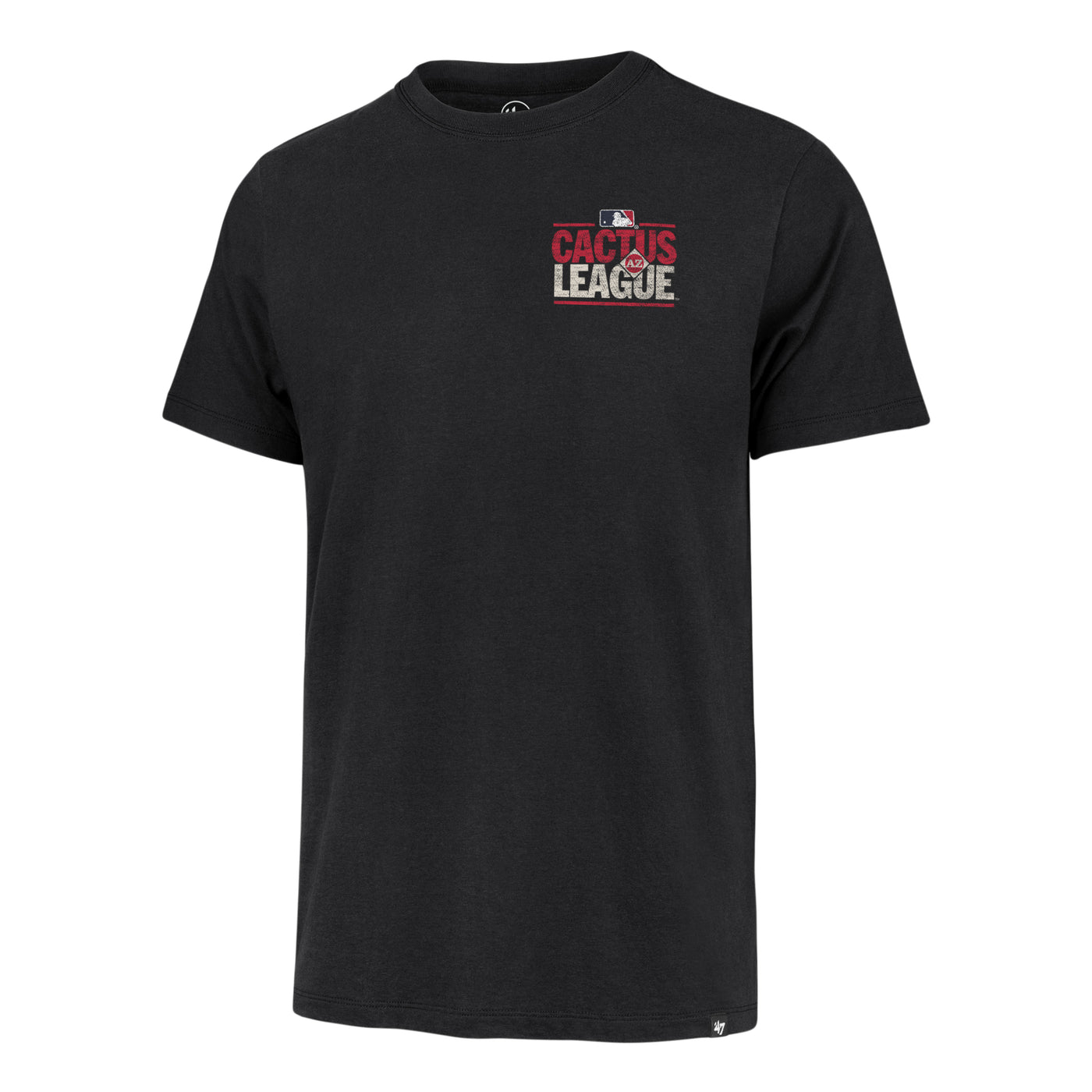 Black tee with the Cactus League logo on the left breast.