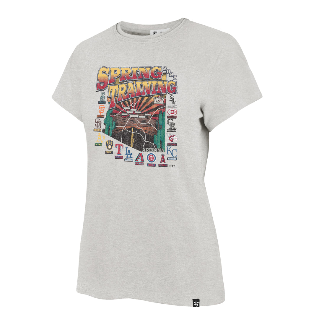 Grey short sleeve tee with 'Spring Training 2025' over Arizona state road map with Cactus League team logos.
