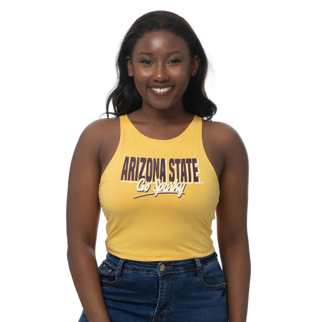 Gold crop with Arizona State Go Sparky on chest