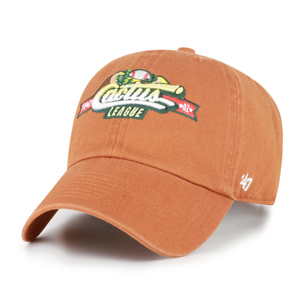 Orange cap with a logo on a white background