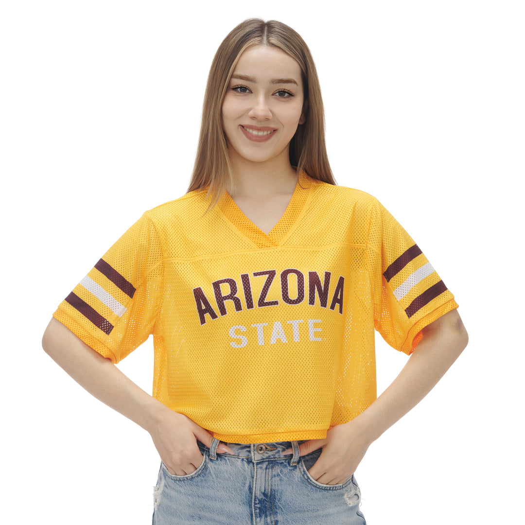 Gold jersey with Arizona State on the chest and stripes on sleeves
