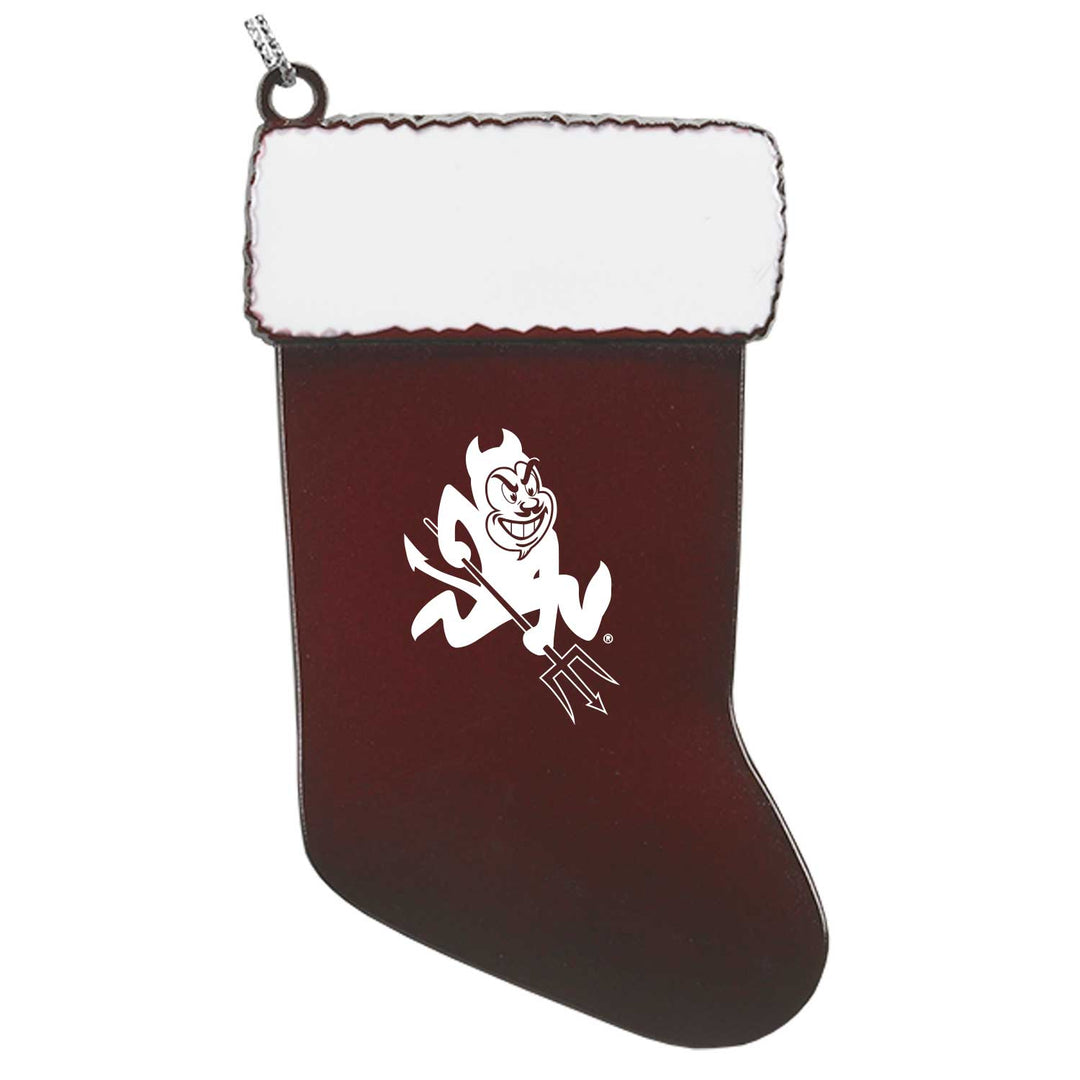 Brown Christmas stocking with white Devil logo on a white background