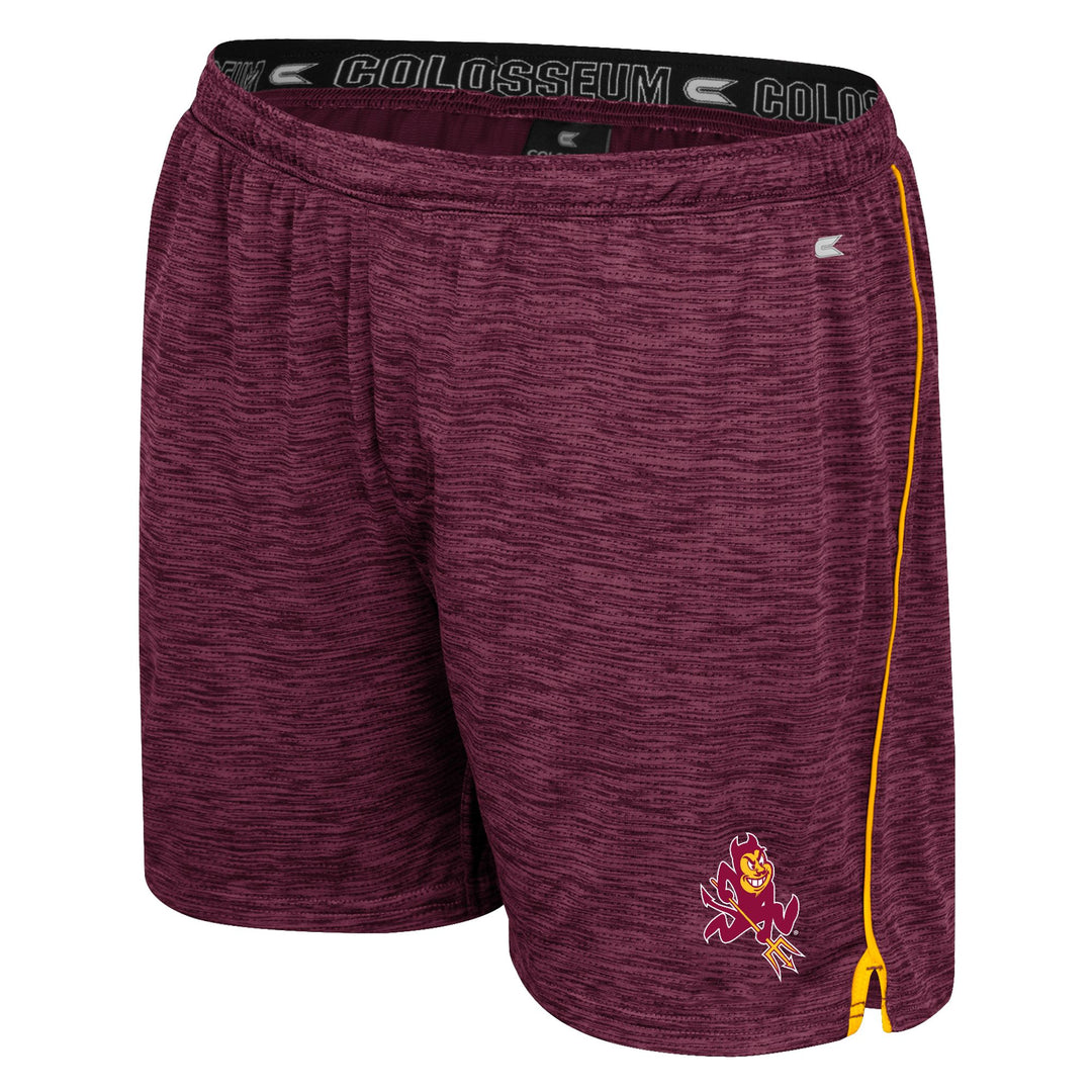 maroon shorts with sparky on the bottom left corner