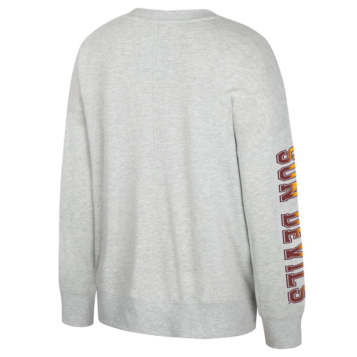 Grey long sleeve with Sun Devil on the sleeve