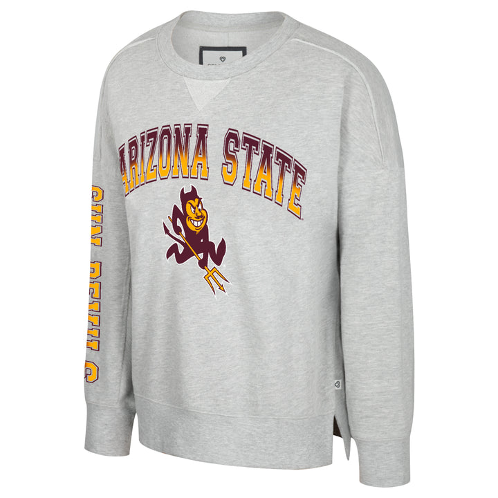 Gray sweatshirt with 'Arizona State' text and logo on a white background