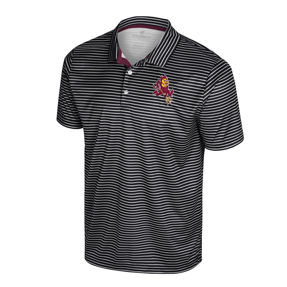 ASU Sparky Striped Polo BLK