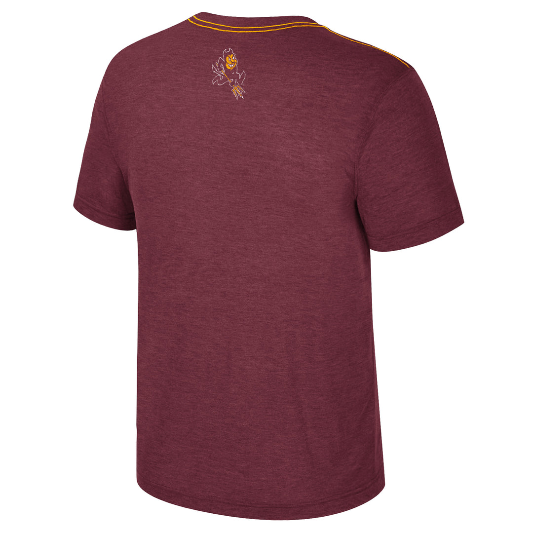 Maroon tee with mascot on the top