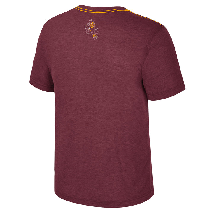 Maroon tee with mascot on the top