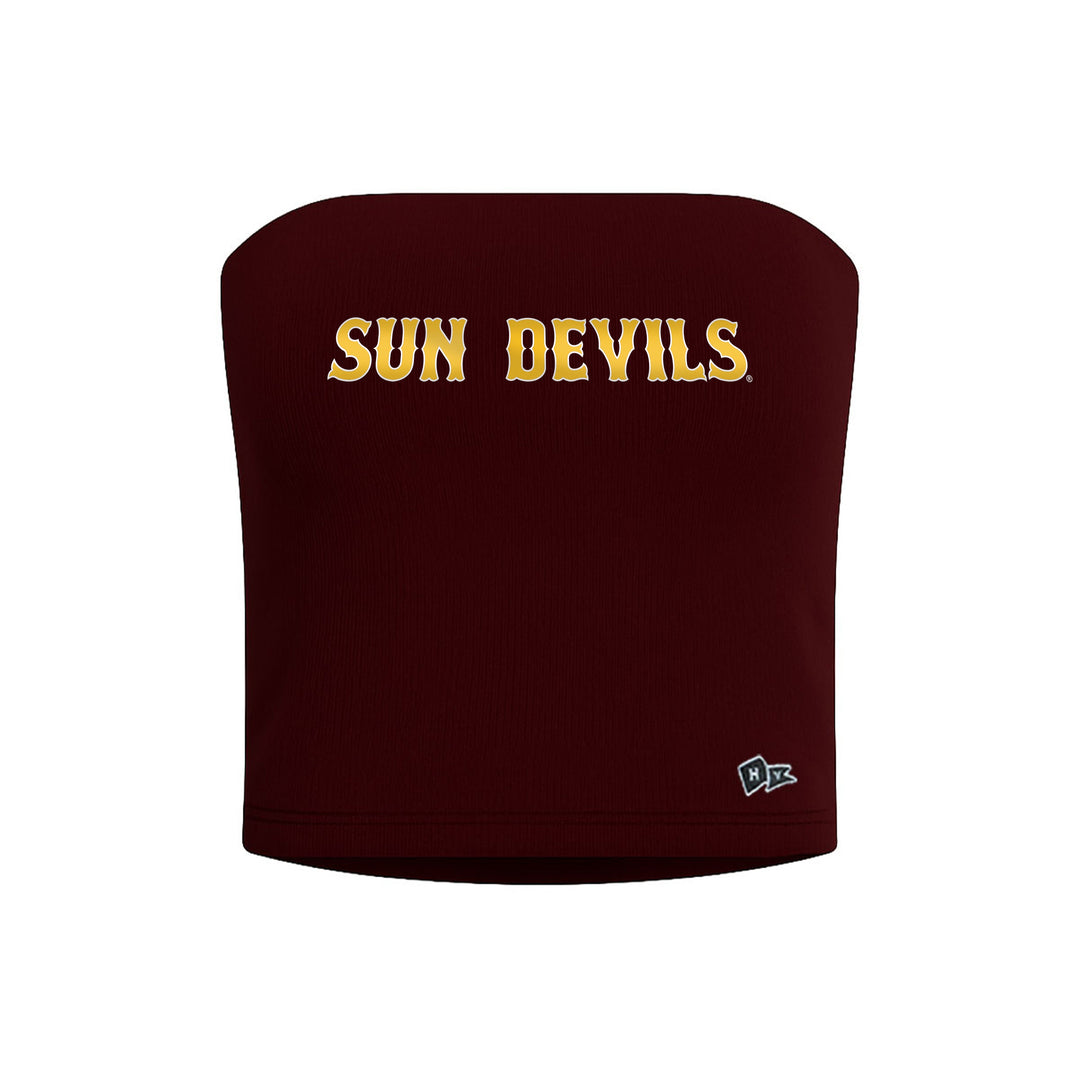 Maroon top with 'Sun Devils' in gold across the chest.