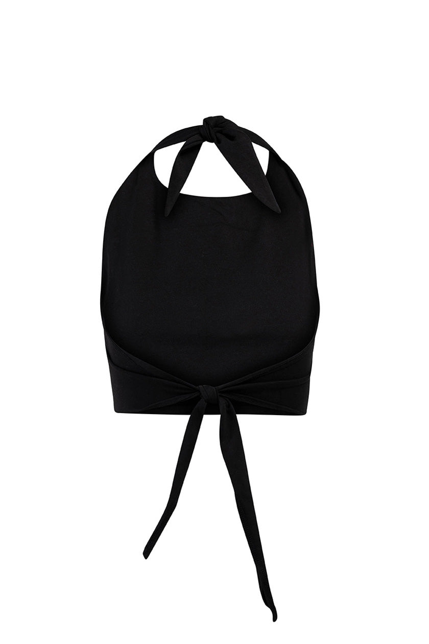Back of tie back halter top