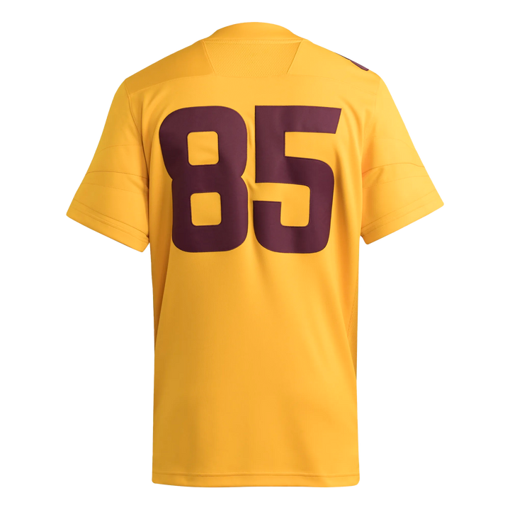 Gold back of jersey with #85 in maroon