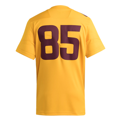 Gold back of jersey with #85 in maroon