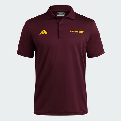 maroon polo with adidas logo in gold on left chest and "Arizona State" in gold on the right chest