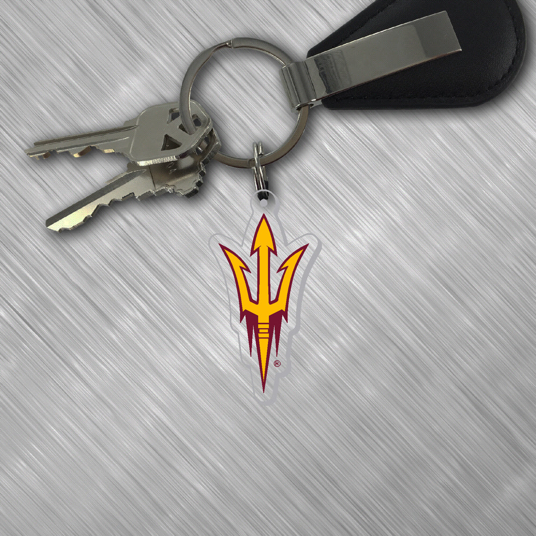Gold and maroon pitchfork key chain