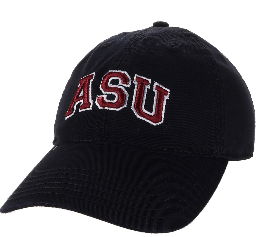 Black cap with 'ASU' logo on a white background