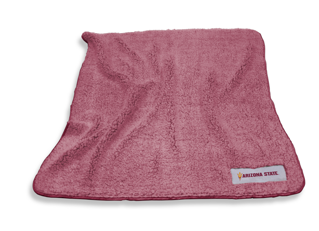 maroon blanket with Arizona State logo with pitchfork