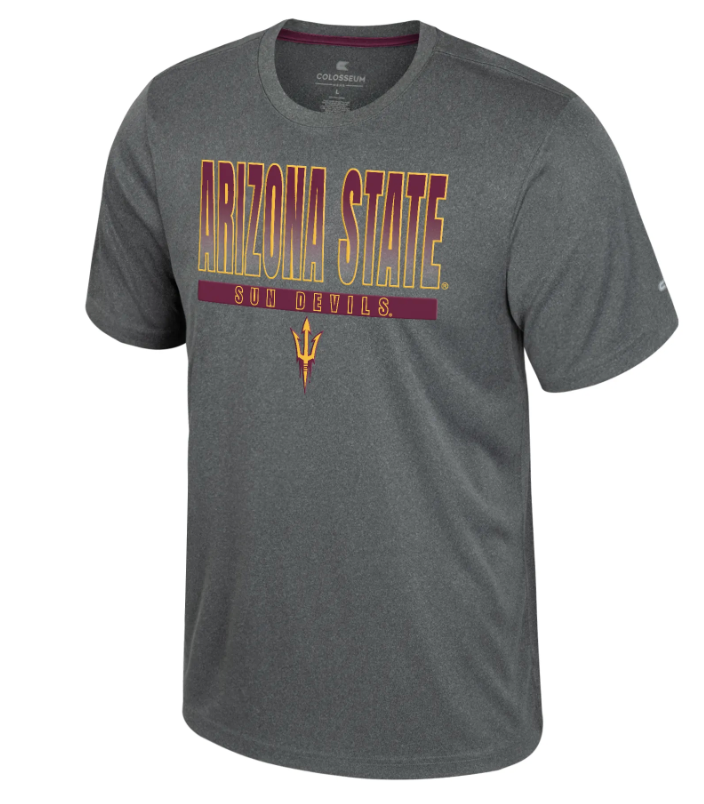 A heather gray short-sleeve t-shirt featuring &