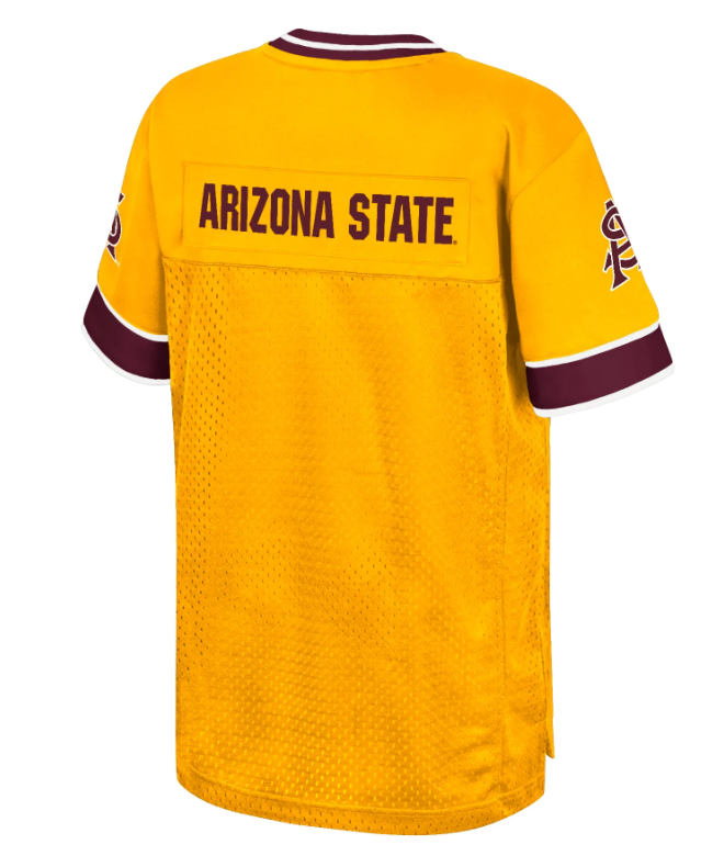 Gold sports jersey with 'Arizona State' text on a white background