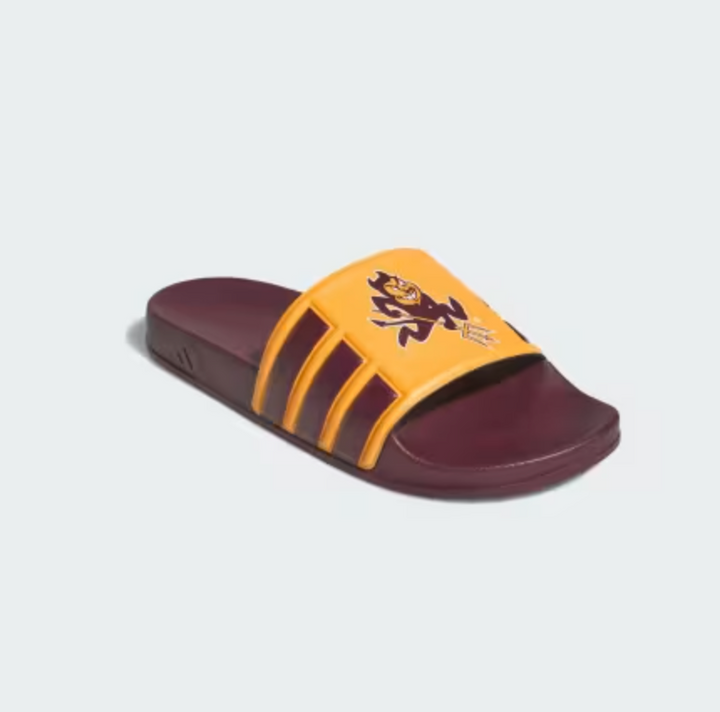 Maroon and gold slip-ons with Sparky on the strap 