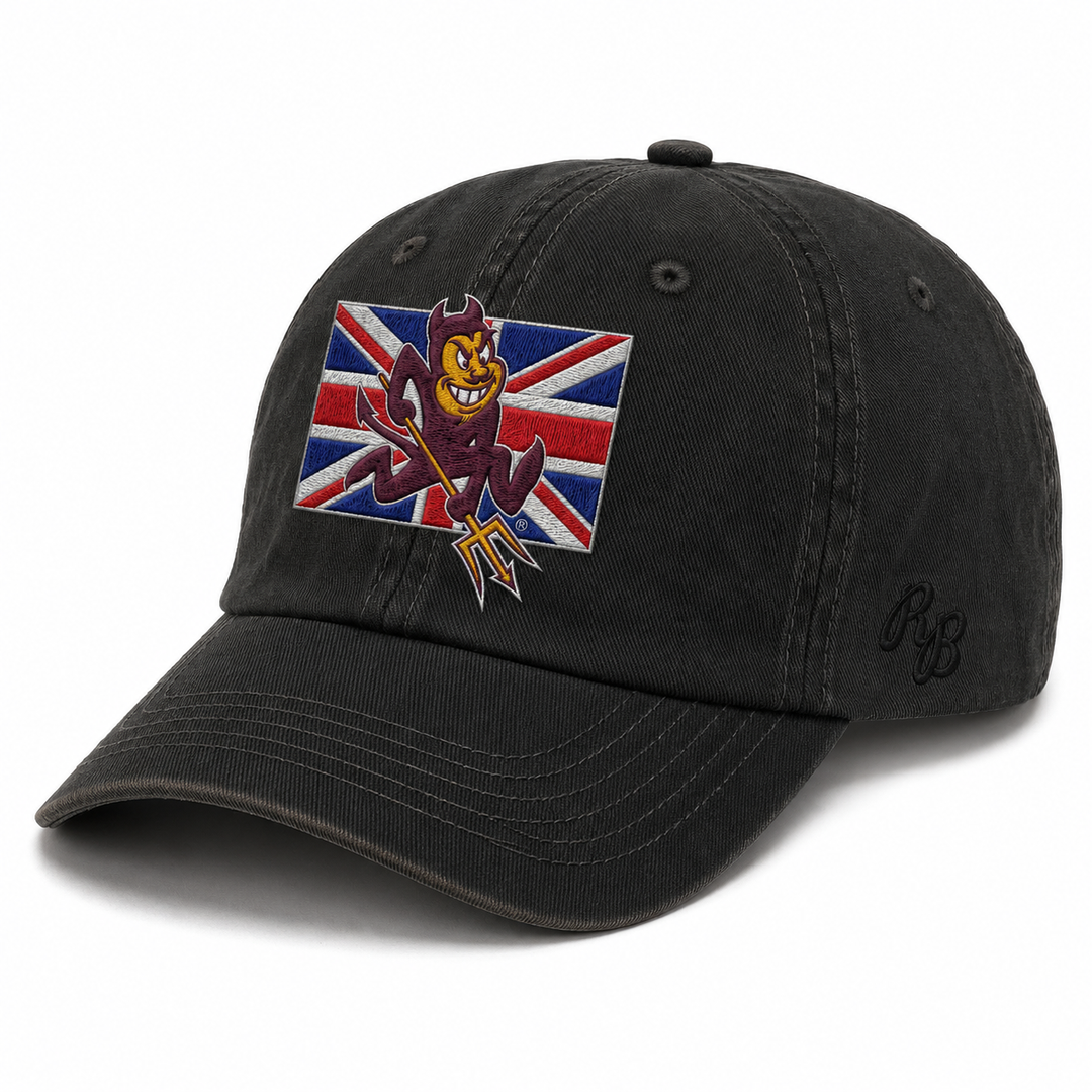 black cotton hat with Sparky over flag
