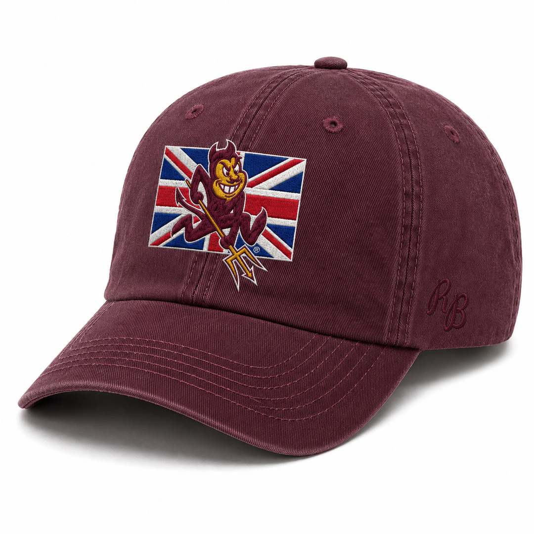 maroon cotton hat with Sparky over flag