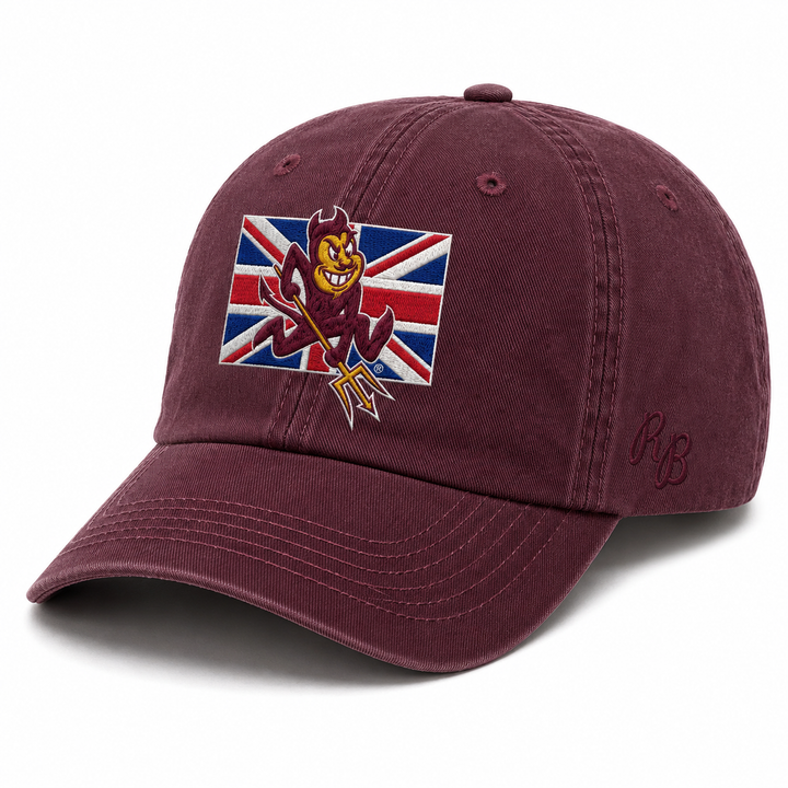 maroon cotton hat with Sparky over flag