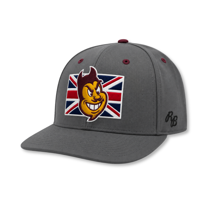 gray hat with Sparkyface on flag