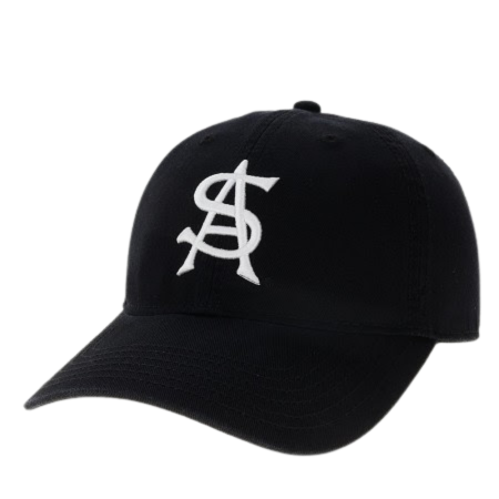 black hat with retro A&S logo in white