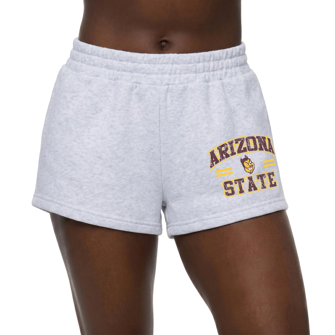 Light heather gray sweat shorts with &