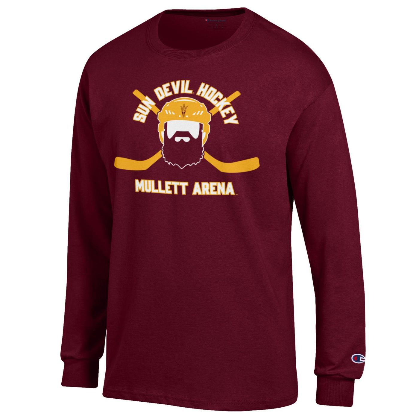 ASU Hockey Beard L/S Tee MRN