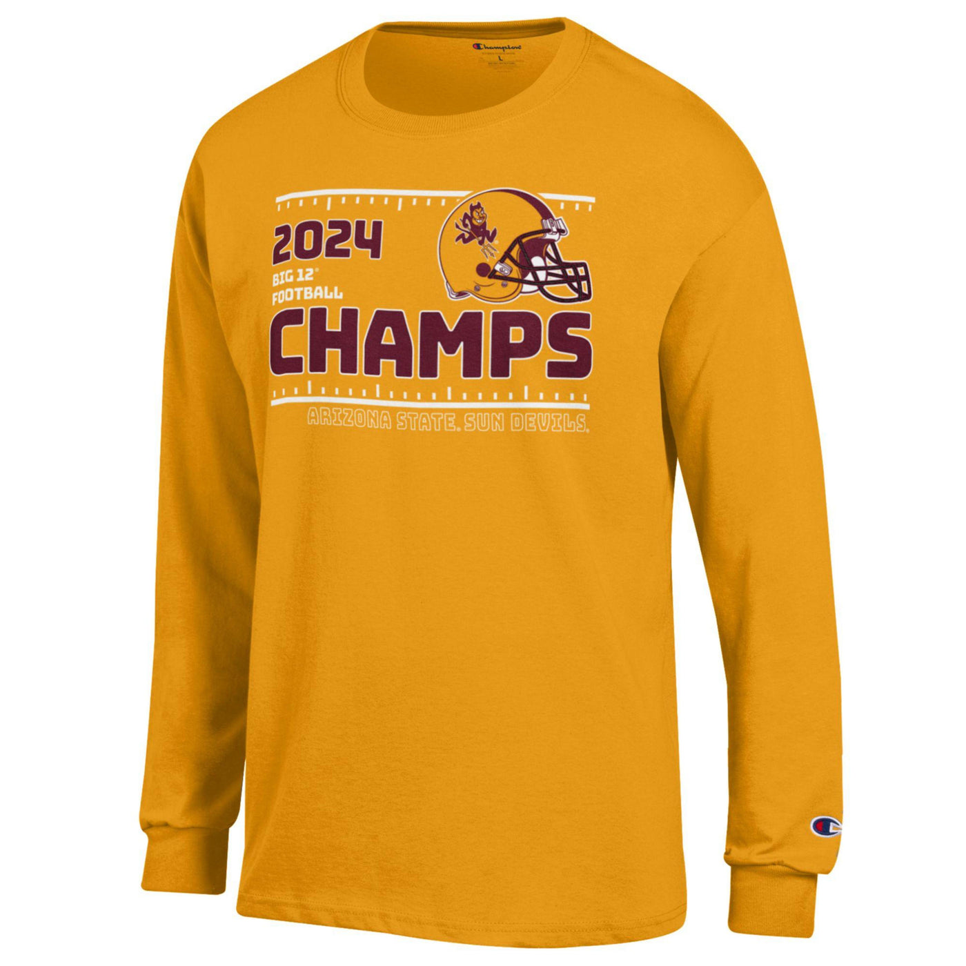 ASU Big XII Champions Helmet L/S Tee GLD