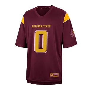 Maroon jersey with gold '0' and "ARIZONA STATE' in gold