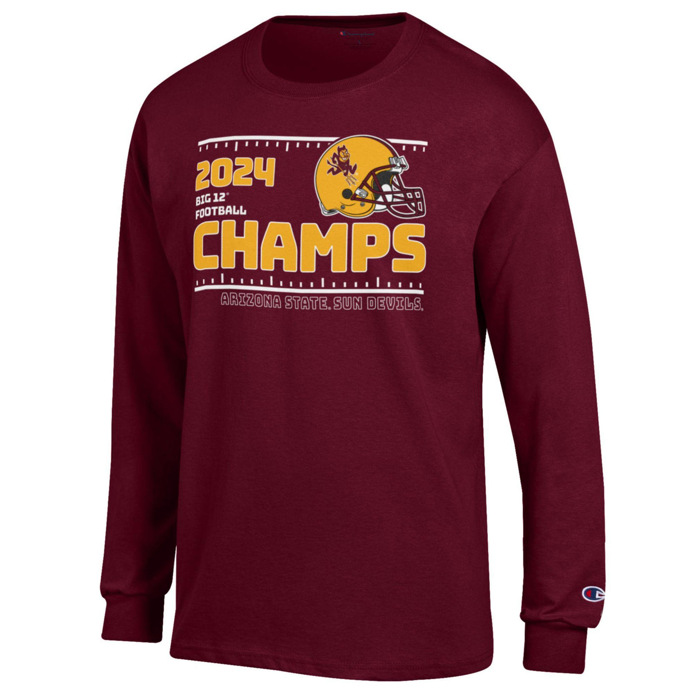 ASU Big XII Champs Helmet L/S Tee MRN