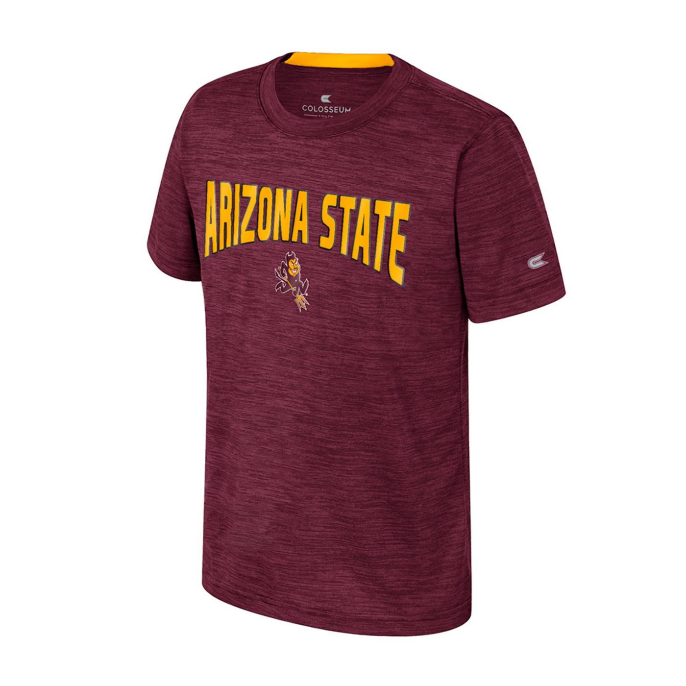 ASU Maroon kids t shirt. Across the chest reads 