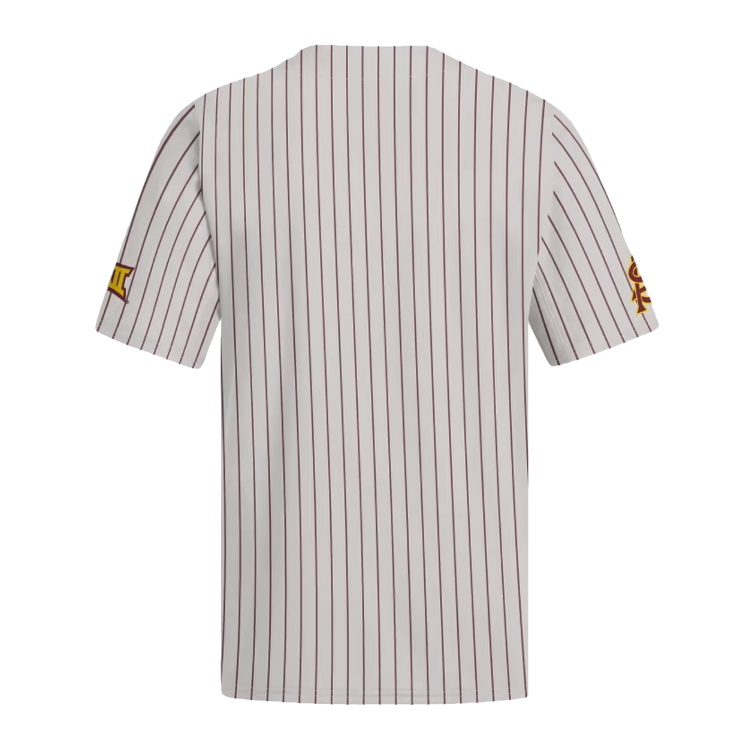 ASU Script Pinstripe Baseball Jersey GRY