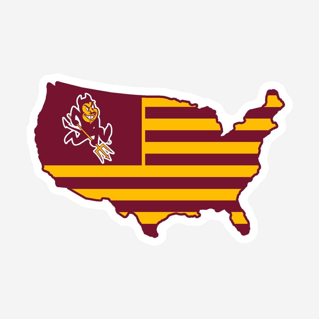 Maroon and gold USA with flag pattern and charging Sparky where the stars would be.