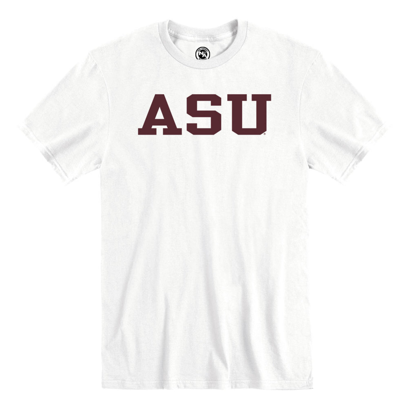 ASU white tee shirt with the maroon text 